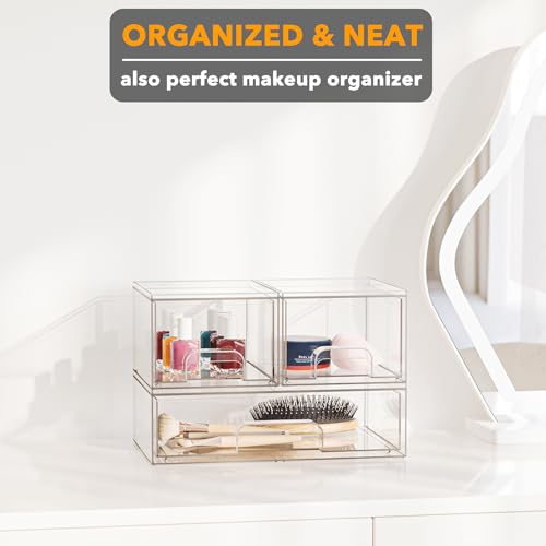 Bottle Storage Organizer Baby (7.8"H, 3 Pack, 2S1L / Clear)