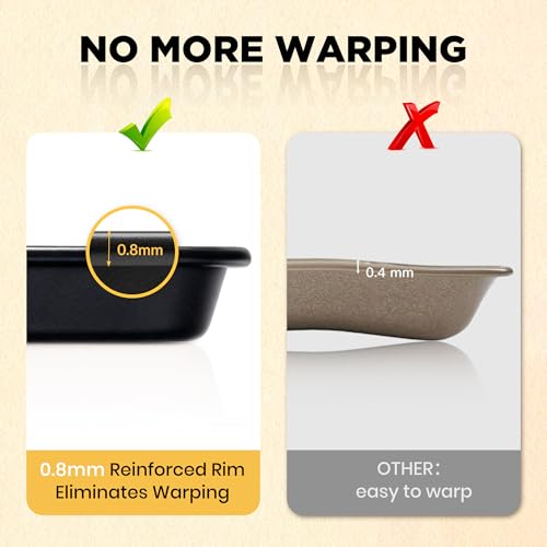 3 Piece Heavy Duty Carbon Steel Baking Sheets Set Non (Black)