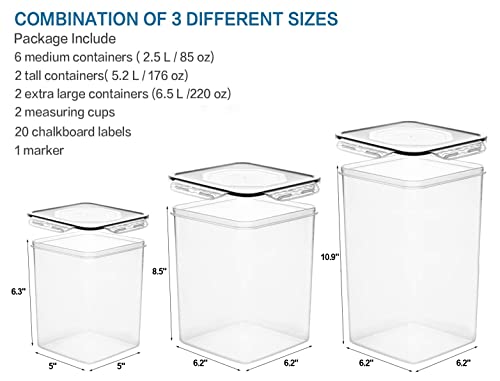 Large Tall Airtight Food Storage Containers (Black)