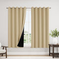 100% Blackout Curtains for Bedroom 63 Inches Long 2 Panels Set (60"W x 63"L (Pack of 2) / Beige)