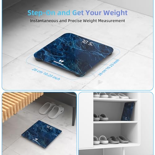 High Precision Digital Bathroom Scale with Step (Blue 400lb)