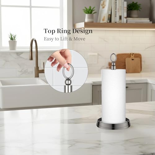 Paper Towel Holder Countertop Standing Paper Roll Holder (Brushed Nickel)