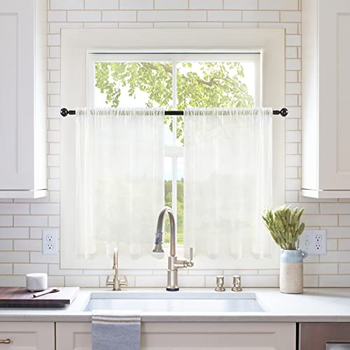2 Panels Kitchen Tiers Half Window Sheer Curtains 29 X 45 Inch Ivory (Ivory / 29"W x 45"L (Pack of 2))