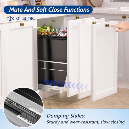 Dual Pull Out Trash Can Under Cabinet with Soft (Double / Silver)