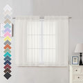 Sheer Curtains Ivory 45 inches Long Kitchen Curtains (Ivory / 42"W x 45"L (Pack of 2))