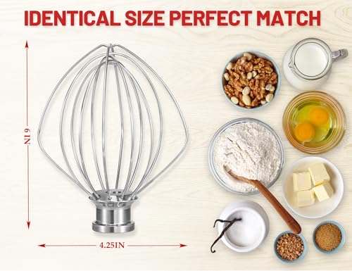K45WW Stainless Steel 6 Wire Whip for KitchenAid 4.5 (Dishwasher Safe)