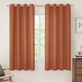 Terracotta Light Filtering Linen Curtains 63 Inch Length 2 Panels (52"W x 63"L (Pack of 2) / Silver Grommet-terracotta)