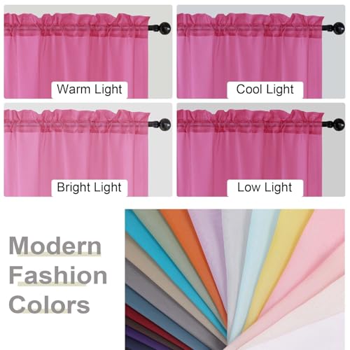 Hot Pink Kitchen Curtains 30 Inch Length Tier 2 PCS (Hot Pink / 42"W x 30"L (Pack of 2))