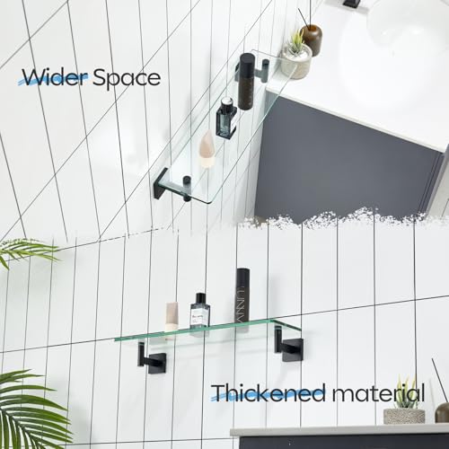 Bathroom Shelves Glass Floating Shelf 20 (Matte Black / 20-Inch)