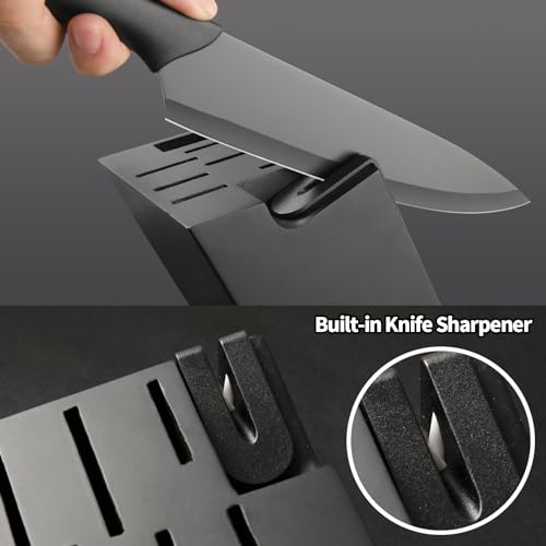 17 Piece Black German Steel Kitchen Knife Block Set