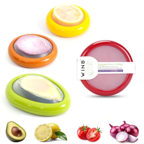 Set of 4 Reusable Fruit and Veggie Savers (Red & Yellow & Orange & Green)