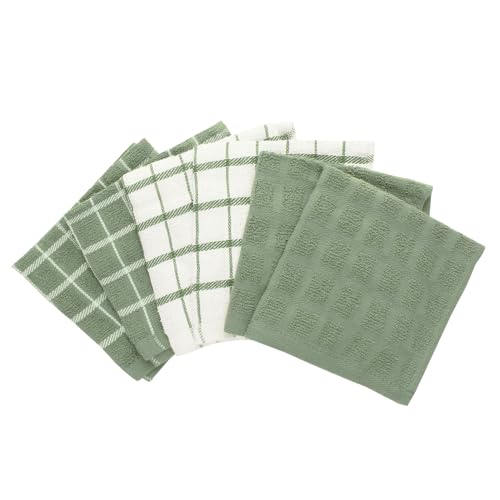 Premium Terry Check Kitchen Dish Cloths (Juniper / 6-Pack - Dish Cloths)