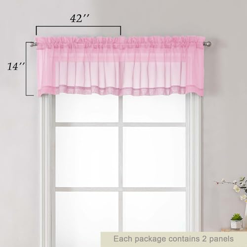 Pink Valances for Windows (Pink / 42"W x 14"L (Pack of 2))