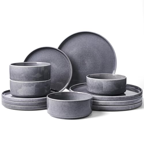 Annecy 12 Piece Stoneware Dinnerware Set (Misty Blue / Service for 4 (Standard Dinner Set))