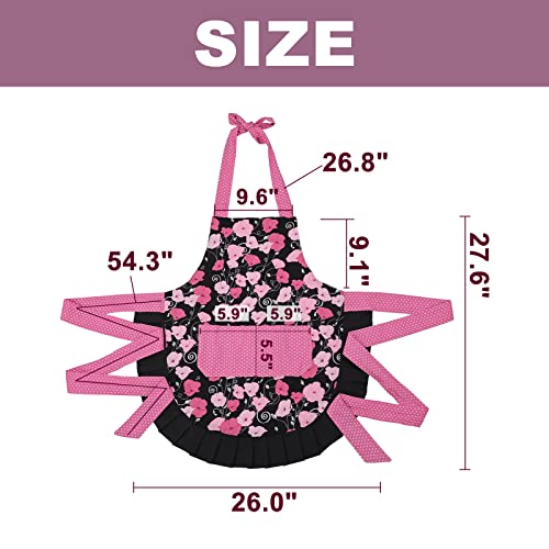 Kitchen Aprons for Women with 2 Pockets (Pink-adult)