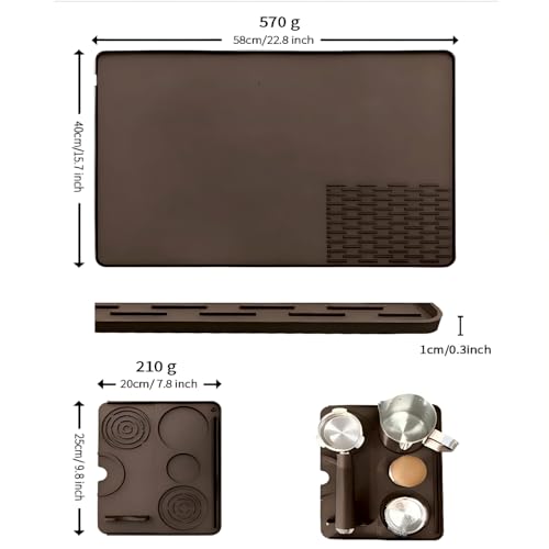 Silicone Coffee Mat (Brown Coffee Mat with Tamping Mat / 20" x 15")