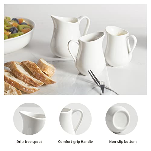 4 Pack 4 Oz Classic White Creamer with Handle (White / 4 Ounces;(Set/4))