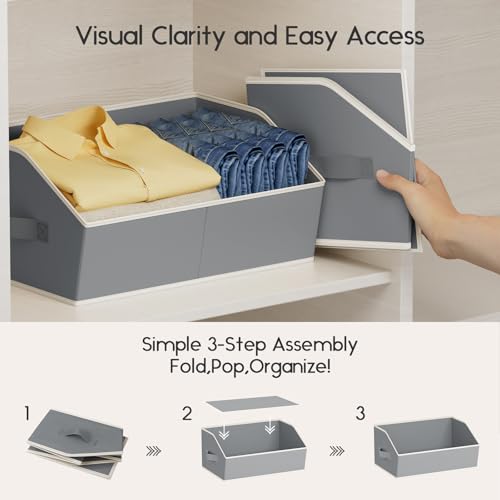 Large Closet Organizers and Storage Bins (Grey / 6 Pack)