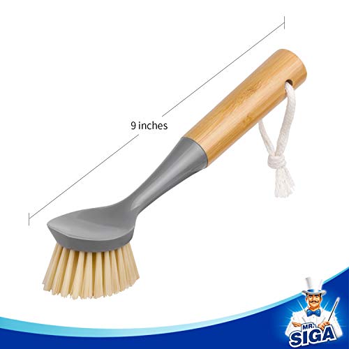 Dish Brush with Bamboo Handle Built (Gray / 2pack)