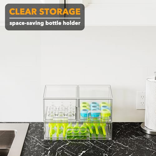 Bottle Storage Organizer Baby (7.8"H, 3 Pack, 2S1L / Clear)