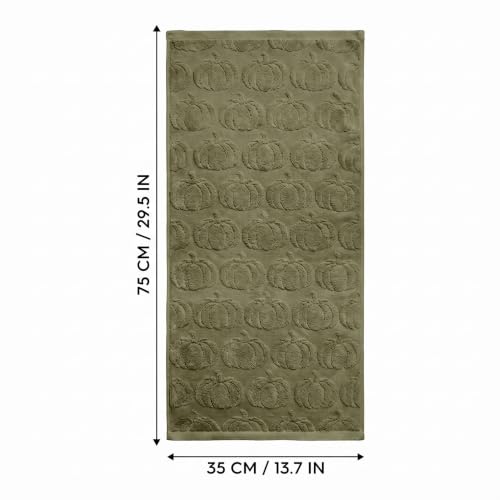 2 Pcs Olive Green 3D Pumpkin Jacquard Hand Towels for Bathroom (13.7" x 29.5", 2PCS / Olive Green)