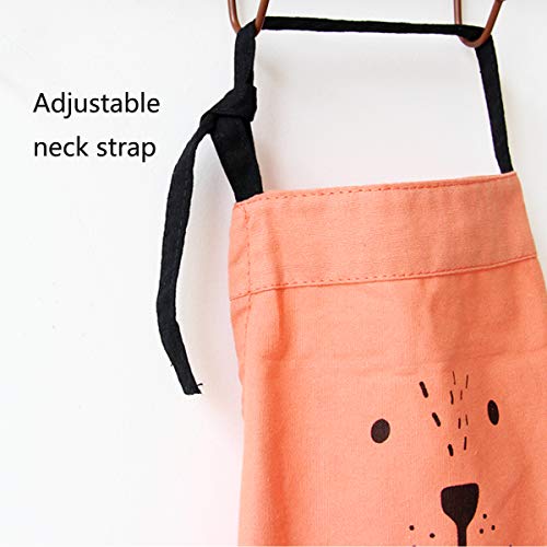2 Pack Cotton Adjustable Parent and Child Apron with Pockets Great Gift For Adult and Kid Baking (Orange)