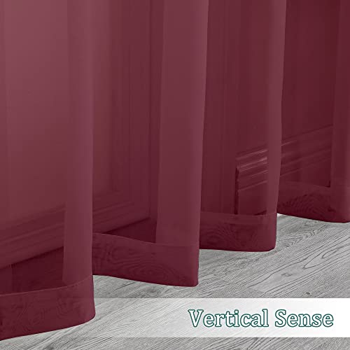 Burgundy Sheer Valance for Windows (Burgundy / 42"W x 12"L (Pack of 2))