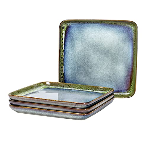 11 Inch Square Dinner Plates Set of 4 (Reactive Green / 11 Inch)