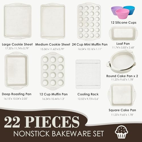 Baking Pans Set Nonstick (Cream)