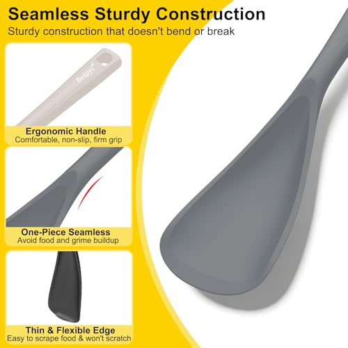 Silicone Cooking Spoons for Nonstick Cookwares (Black/Grey/Khaki)