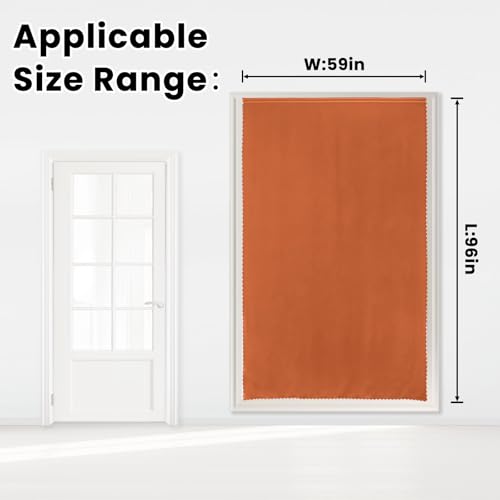 Self Adhesive Curtains Portable Blackout Curtain Simple and Easy to Install Bedroom Window Thermal Lnsulated Kitchen Room Darkening Black Small Drapes (59"W x 96"L (Pack of 1) / Orange)