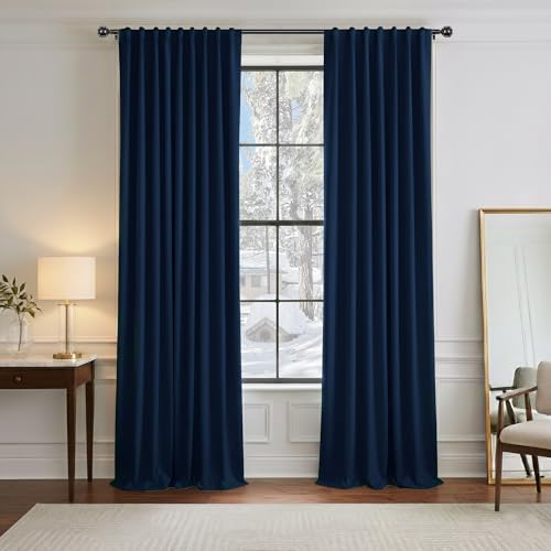 Blue Blackout Curtains 96 inch Long (Navy Blue / 52"W x 96"L (Pack of 2))
