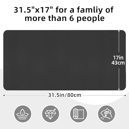 Extra Large Dish Drying Mat for Kitchen Counter (Black / 31.5" x 17")