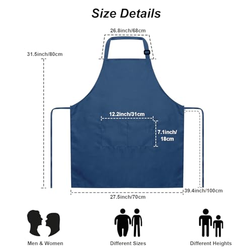 15 Pack Adult Aprons for Women Men (Large / Navy)