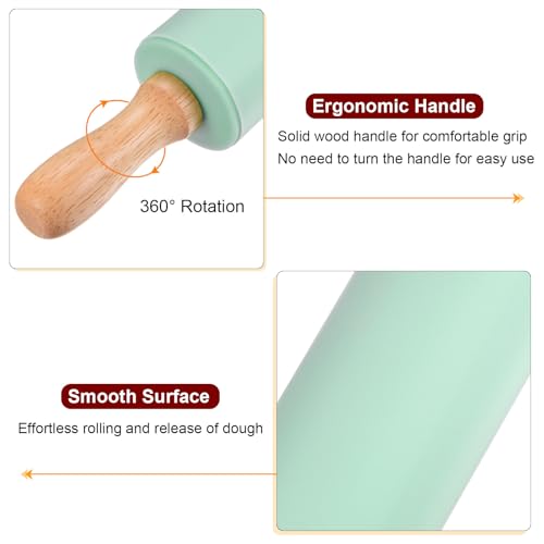 Silicone Rolling Pins for Baking 9.25 Inch Non (Aquamarine / 23.5cm x 4.2cm)