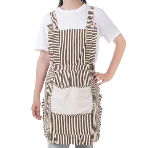 Cute Cotton Apron for Women (Medium / Brown)
