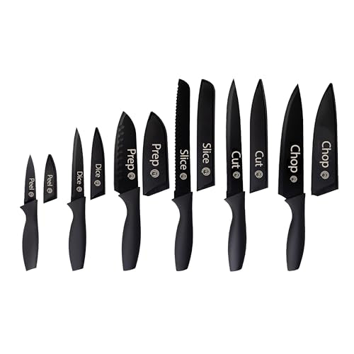 MasterChef Kitchen Knife Set with Covers (Knives with Covers / Black)