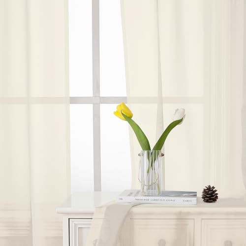 Cream Sheer Curtains 72 Inches Long 2 Panels (Cream / 42"W x 72"L (Pack of 2))