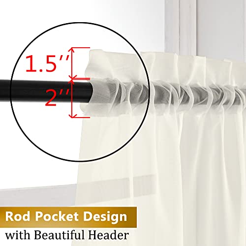 Ivory Curtains 108 inches Extra Long 2 Panels Set (40"W x 108"L (Pack of 2) / Ivory)