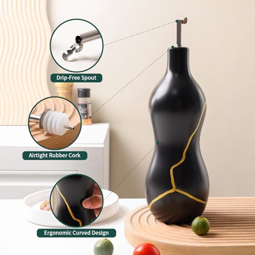 Ceramic Olive Oil Dispenser Bottle (Black)