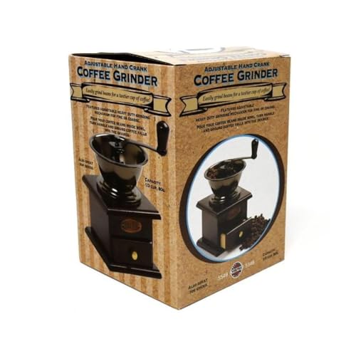 Classic Wooden Coffee Grinder with Adjustable Hand Crank Mill
