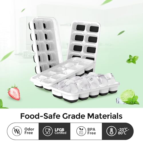 Ice Cube Tray with Lids (Night Black / 4Pack-7.2"*4.1"*1.3")