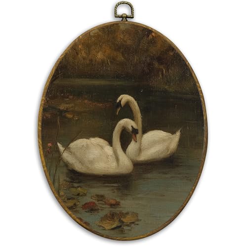 Vintage Swan Oval Wall Art Decor (Colour 10)