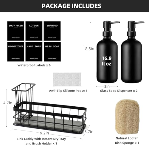 Dish Soap Dispenser for Kitchen (Black)