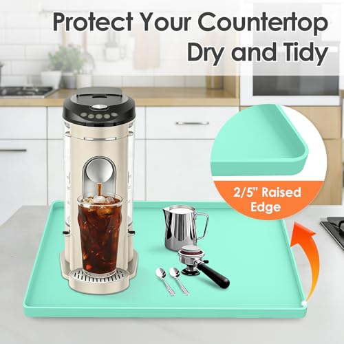 Silicone Coffee Maker Mat with Lip for Countertops 15.7''x11.8'' Mint Green (Mint Green / 15.7'' x 11.8'')