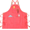 Canvas Cross Back Chef Cotton Apron for Men Women (Pink)