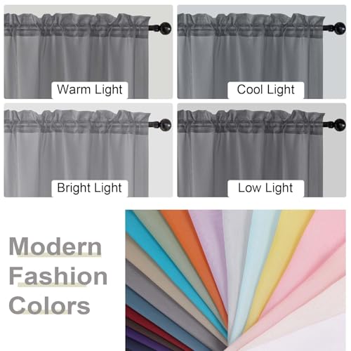 Sheer Grey Curtains for Bedroom Living Room 90 Inches Long 2 Panels Set (Grey / 42"W x 90"L (Pack of 2))