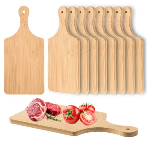 6 Pcs Small Bamboo Cutting Board Bulk 11x5 Inch Personalized Wood Chopping Board Customized Laser Engraving Charcuterie Boards for Wedding Mother's Day Housewarming Present
