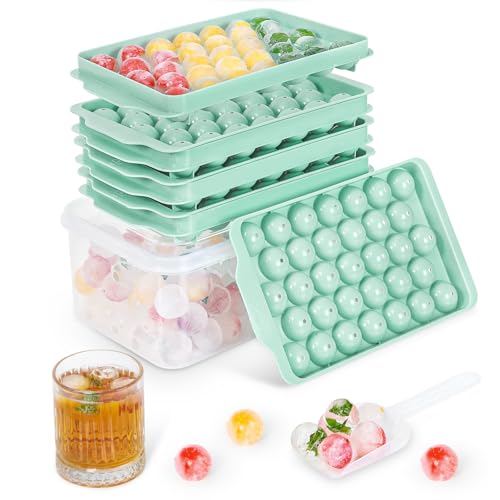 Ice Cube Tray with Lid and Bin (Green / 10.5 x 6.0 x 4.2 Inch)