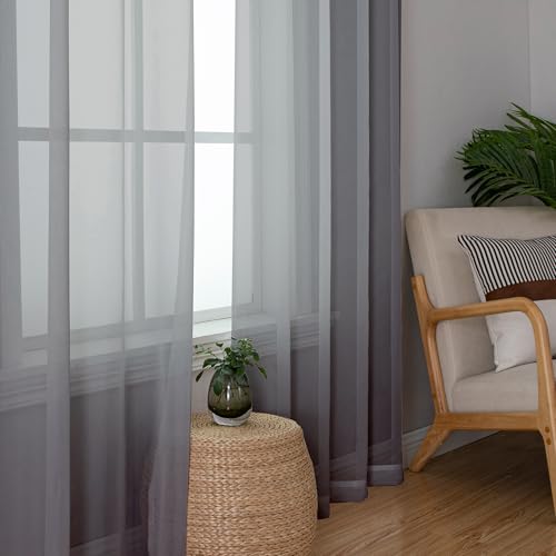 Charcoal Grey Sheer Curtains 78 Inches Long 2 Panels (Charcoal Grey / 42"W x 78"L (Pack of 2))